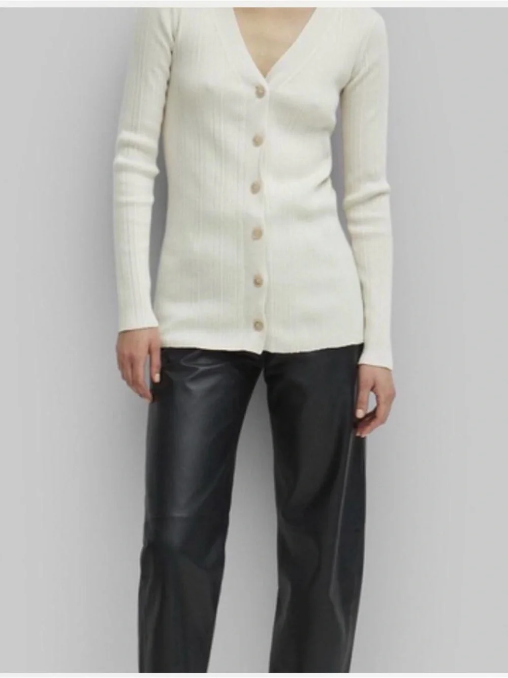 TOTÊME VEZZANI RIB KNITTED LONG SLEEVE CARDIGAN IVORY size XS